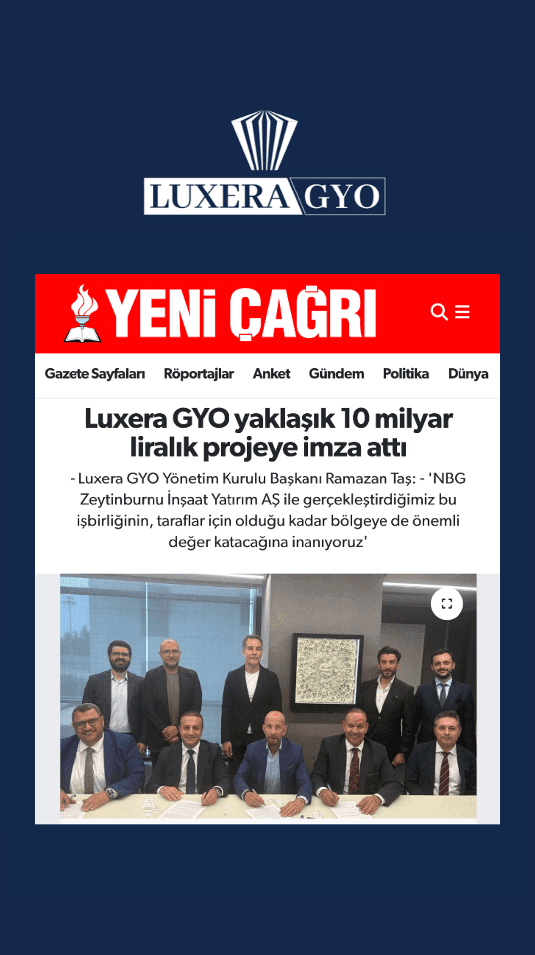 Luxera GYO yaklaşık 10 milyar liralık projeye imza attı