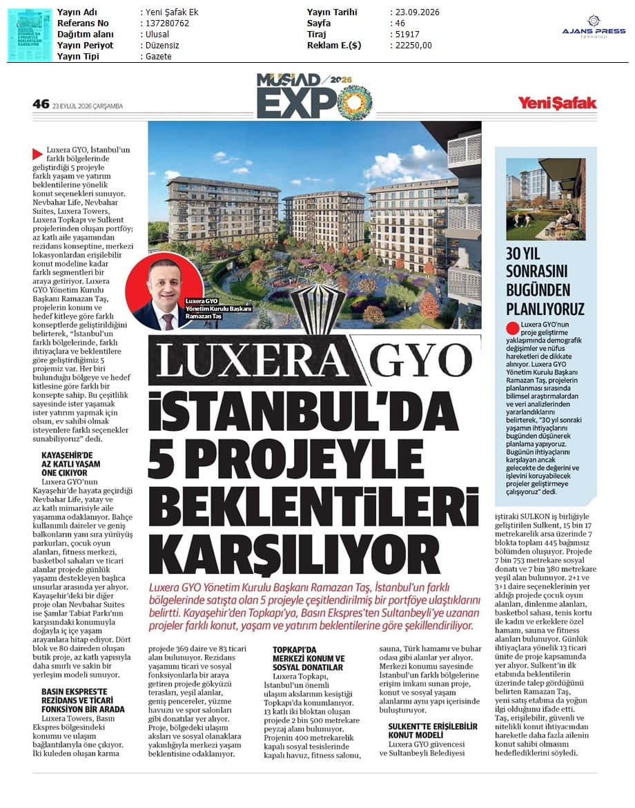 İSTANBUL'DA 5 PROJEYLE BEKLENTİLERİ KARSILIYOR